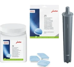 Pack d'entretien professionnel Jura - cartouche filtrantes + pastilles détartrantes et détergentes pour machine à café