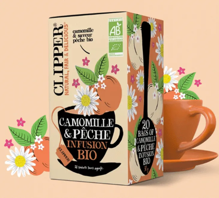 Pack Infusion Camomille Pêche Bio - 3 x 20 sachets - CLIPPER
