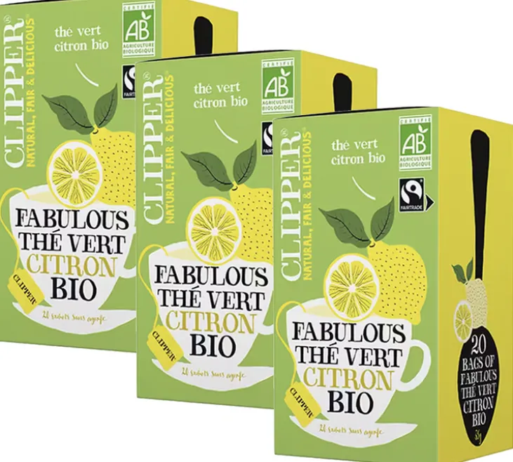 Pack Thé Vert Citron Fabulous Bio & Equitable - 3 x 20 sachets - CLIPPER
