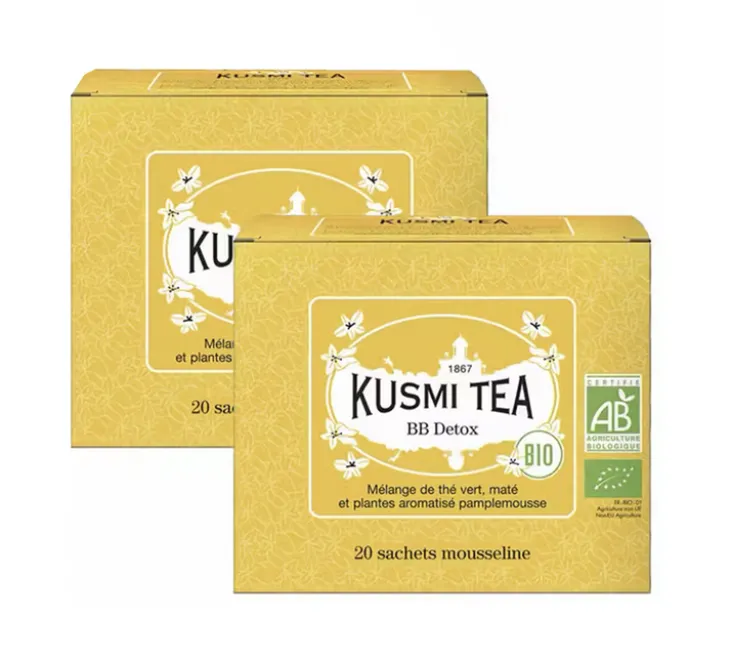 Pack Thé Vert et Maté BB Detox Bio - 2 x 20 sachets - KUSMI TEA