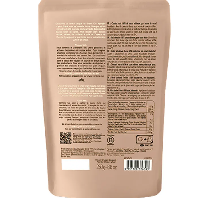 Préparation pour Chocolat Chaud Copeaux Chocolat Nyangbo 68% Cacao - Vrac 250 g - VALRHONA