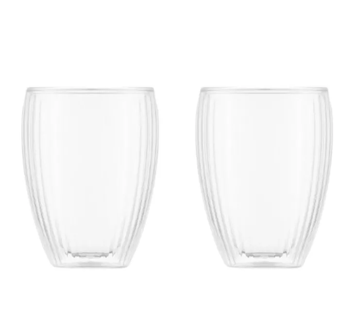 Set 2 verres BODUM - PAVINA double paroi, striés, 32 cl, transparent