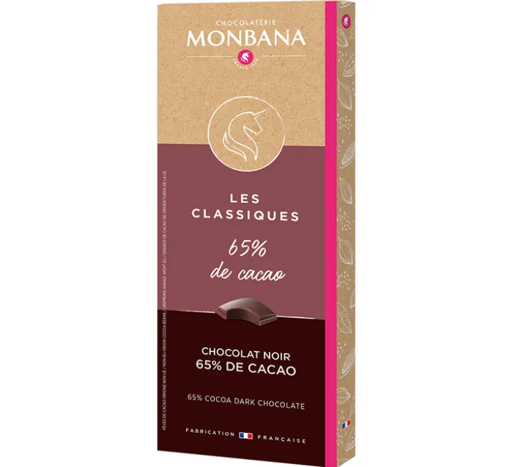 Tablette Chocolat Noir 65% - 80 g - MONBANA