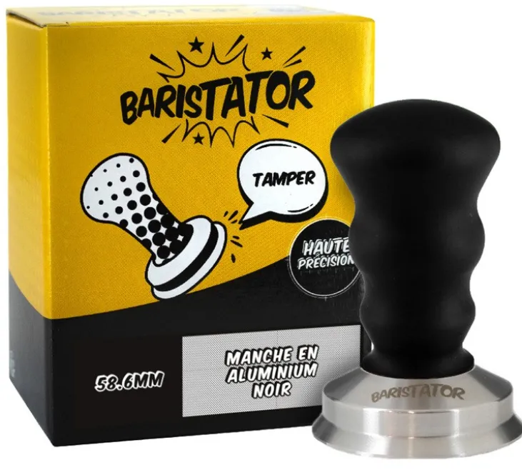 Tamper café BARISTATOR 58.6mm haute précision manche Aluminium noir