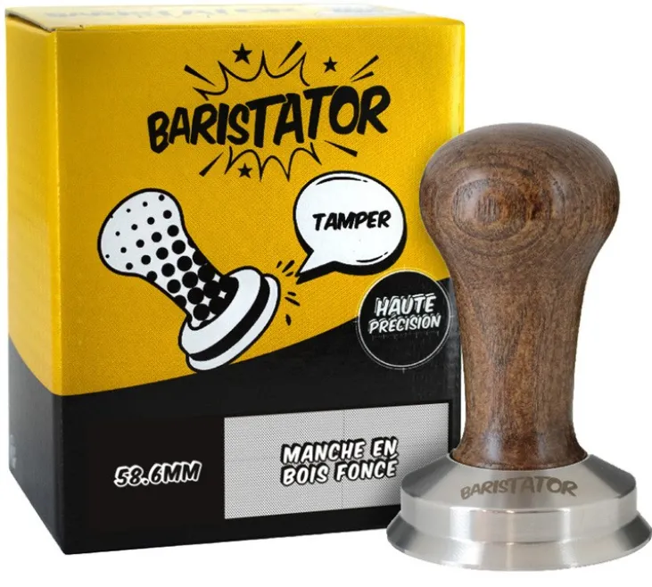 Tamper café BARISTATOR 58.6mm haute précision Bois foncé