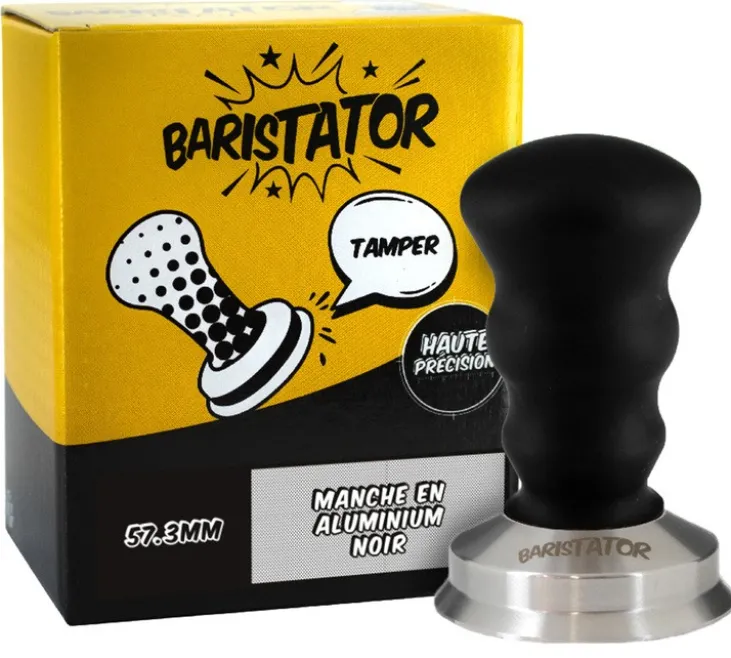 Tamper café BARISTATOR 57.3 mm haute précision manche Aluminium noir
