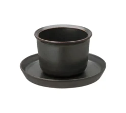 Tasse et sous-tasse couleur noir "Leaves to tea"- Kinto