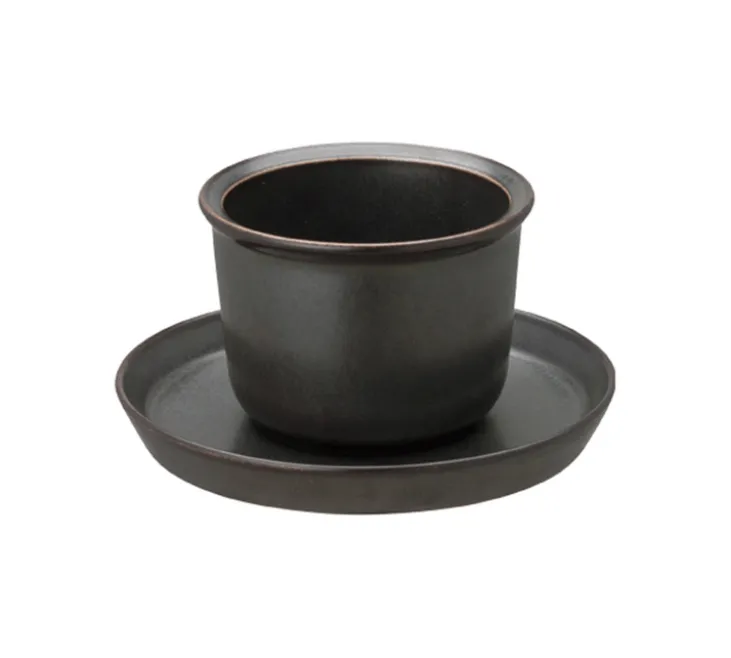 Tasse et sous-tasse couleur noir "Leaves to tea"- Kinto