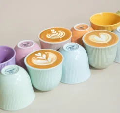 6 Tasses à café embossées 250 ml bleu céladon - LOVERAMICS