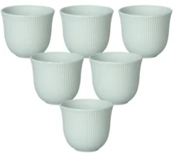 6 Tasses à café embossées 250 ml bleu céladon - LOVERAMICS