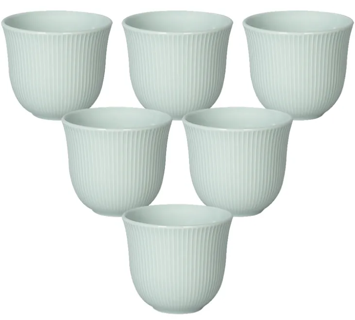 6 Tasses à café embossées 250 ml bleu céladon - LOVERAMICS