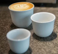 6 Tasses à café embossées 250 ml bleu céladon - LOVERAMICS