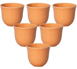 6 Tasses à café embossées 250 ml orange - LOVERAMICS