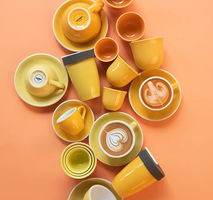 6 Tasses à café embossées 250 ml orange - LOVERAMICS