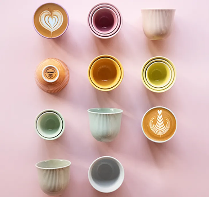 6 Tasses à café embossées 250 ml orange - LOVERAMICS