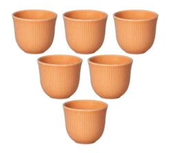 6 Tasses à café embossées 150 ml orange - LOVERAMICS