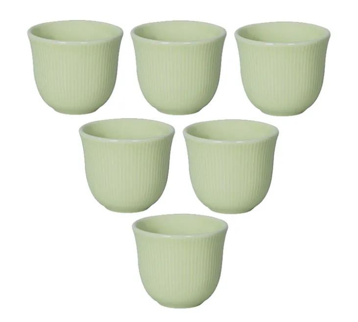 6 Tasses à café embossées 80 ml vert - LOVERAMICS