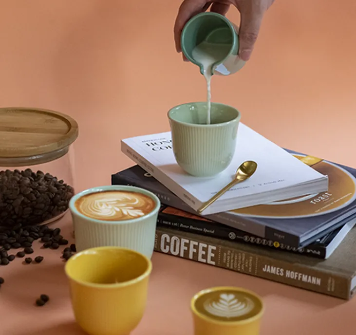 6 Tasses à café embossé 250 ml vert - LOVERAMICS