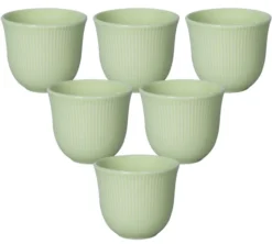 6 Tasses à café embossé 250 ml vert - LOVERAMICS