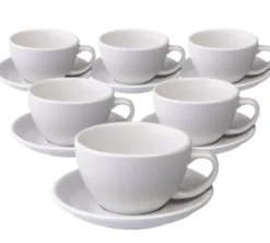 6 Tasses Café Latte et sous-tasses Egg 30cl Blanc - Loveramics