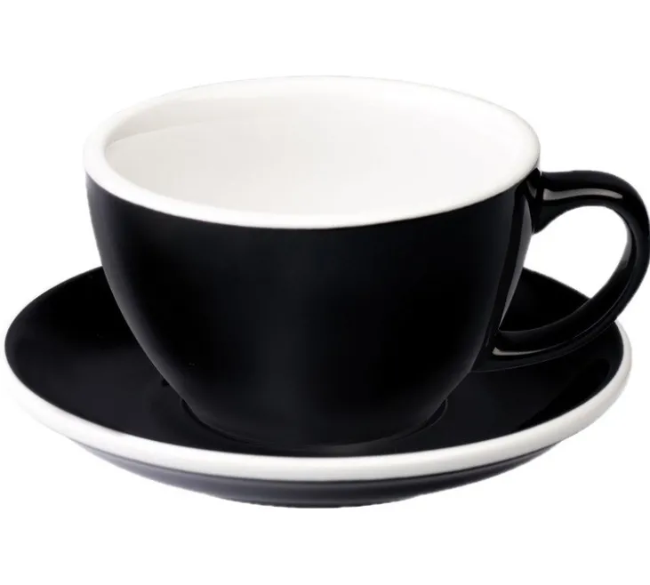 6 Tasses Café Latte et sous-tasses Egg 30cl Black - Loveramics