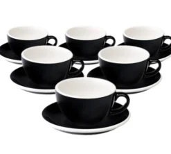 6 Tasses Cappuccino et sous-tasses Egg 20 cl Black - Loveramics