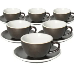 6 Tasses Cappuccino et sous-tasses Egg 20 cl Gunpowder- Loveramics