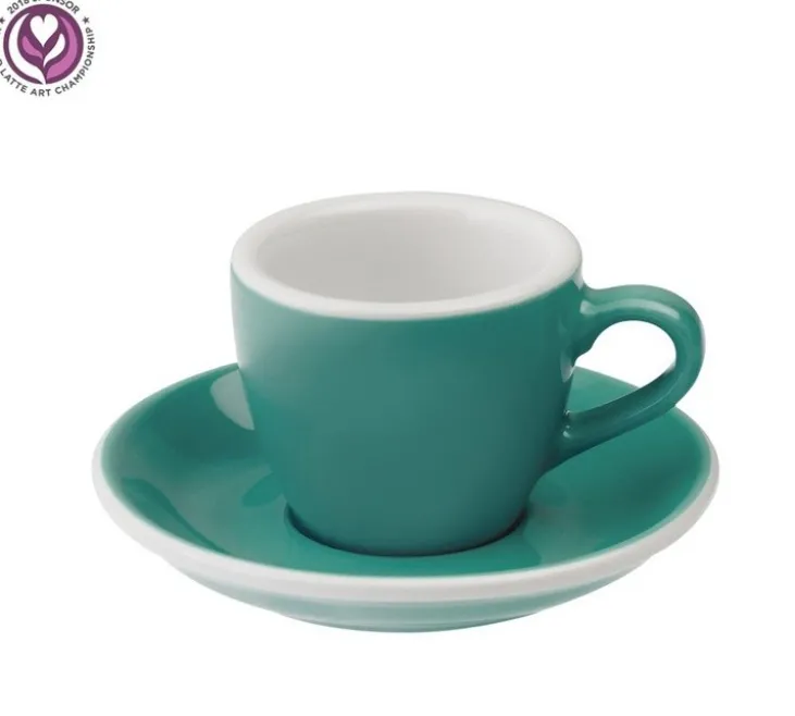 6 Tasses Espresso Egg et Sous-Tasses Teal Loveramics - 8 cl