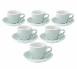 6 Tasses Espresso et sous-tasses Egg 8 cl River blue - Loveramics