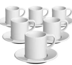 6 Tasses et sous-tasses Espresso Bond 8 cl Blanc - Loveramics