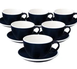 Tasses - LOVERAMICS - Café Latte et sous-tasses Egg Denim 30 cl x6