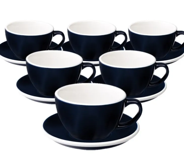 Tasses - LOVERAMICS - Café Latte et sous-tasses Egg Denim 30 cl x6