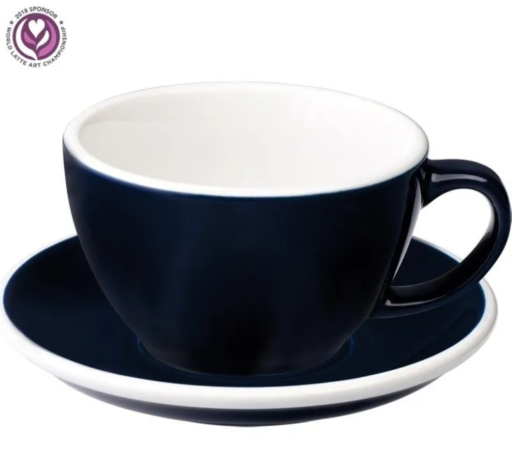 Tasses - LOVERAMICS - Café Latte et sous-tasses Egg Denim 30 cl x6