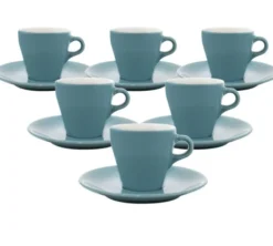 Tasses - ORIGAMI - tasses et sous-tasses espresso turquoise 9cl