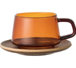 Tasse + sous tasses - KINTO - 27 cl Ambre