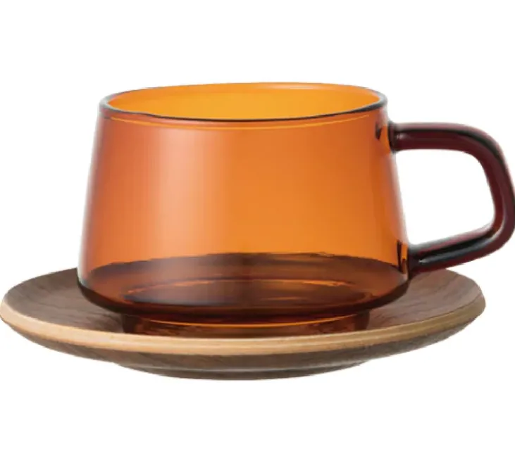Tasse + sous tasses - KINTO - 27 cl Ambre