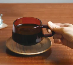 Tasse + sous tasses - KINTO - 27 cl Ambre
