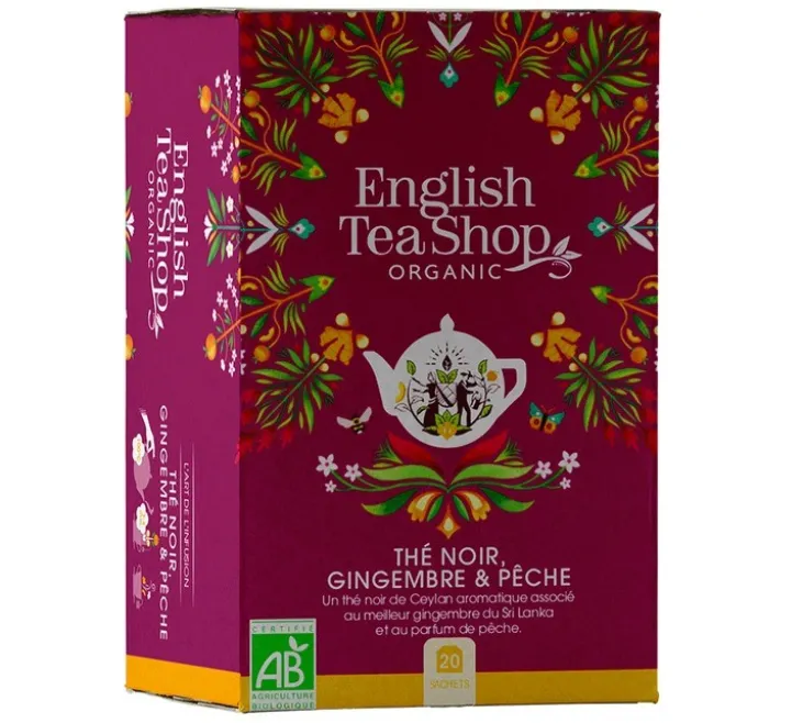 Thé Noir Gingembre Pêche Bio - 20 sachets - ENGLISH TEA SHOP