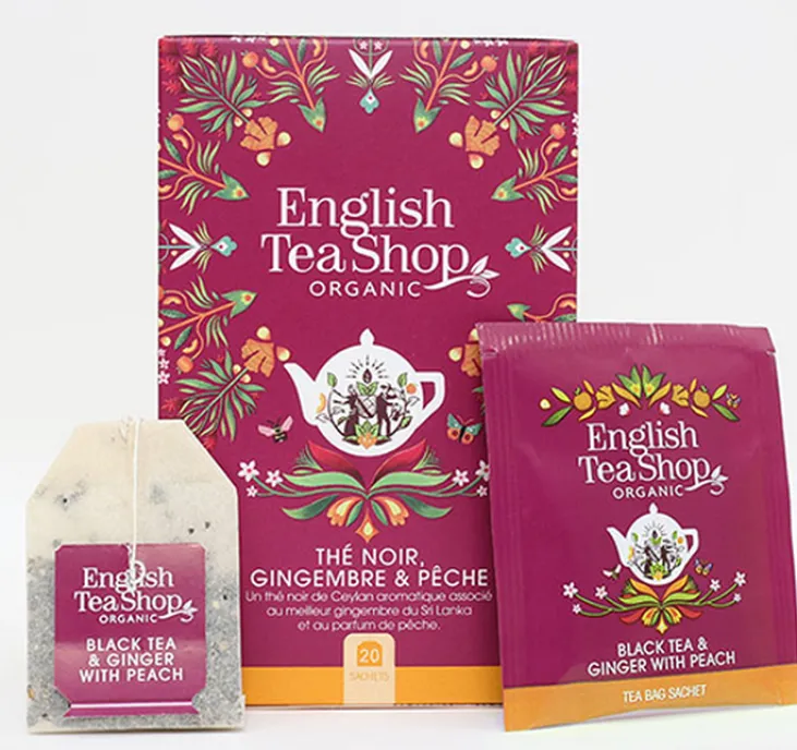 Thé Noir Gingembre Pêche Bio - 20 sachets - ENGLISH TEA SHOP