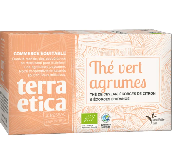 Thé Vert Agrumes Bio & Equitable - 20 sachets - TERRA ETICA