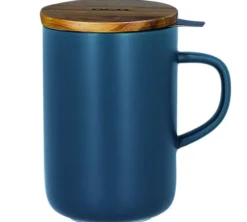 Tisanière en grès 47.5 cl Bleu et couvercle en acacia - OGO