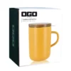 Tisanière en grès 47.5 cl Jaune et couvercle en acacia - OGO Living