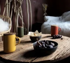 Tisanière en grès 47.5 cl Jaune et couvercle en acacia - OGO Living
