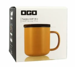 Tisanière en grès jaune 300 ml avec couvercle en bois acacia OGO Living