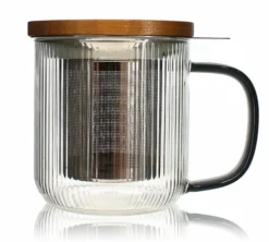 Tisanière en verre 300 ml Gris fumé et couvercle bois acacia OGO Living