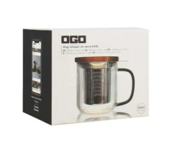 Tisanière en verre 300 ml Gris fumé et couvercle bois acacia OGO Living