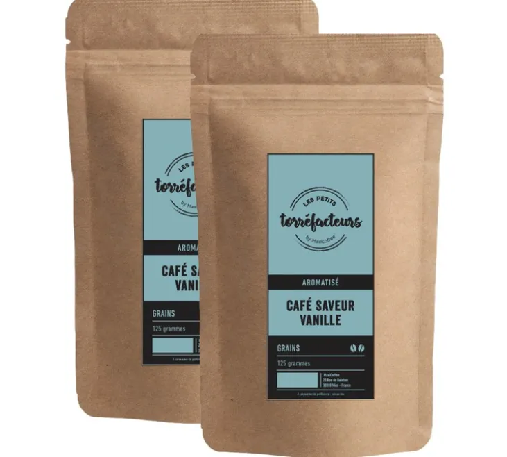 2 x 125 g - Café en grain - Aromatisé saveur Vanille - LES PETITS TORRÉFACTEURS