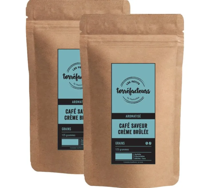 2 x 125 g - Café en grain - Aromatisé saveur Crème brûlée - LES PETITS TORRÉFACTEURS