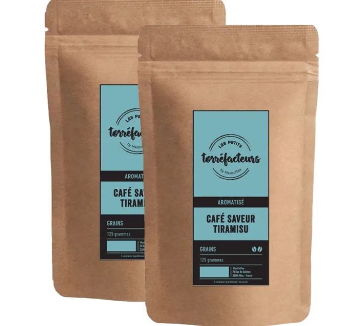 2 x 125 g - Café en grain - Aromatisé saveur Tiramisu - LES PETITS TORRÉFACTEURS