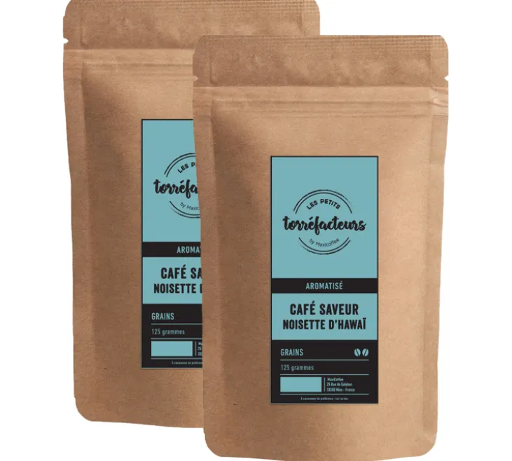 2 x 125 g - Café en grain - Aromatisé saveur Noisette - LES PETITS TORRÉFACTEURS